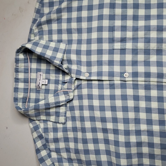 Peter Millar Other - Peter Millar Cotton Silk Button Up Long Sleeve Shirt Size XL Gingham Plaid Logo
